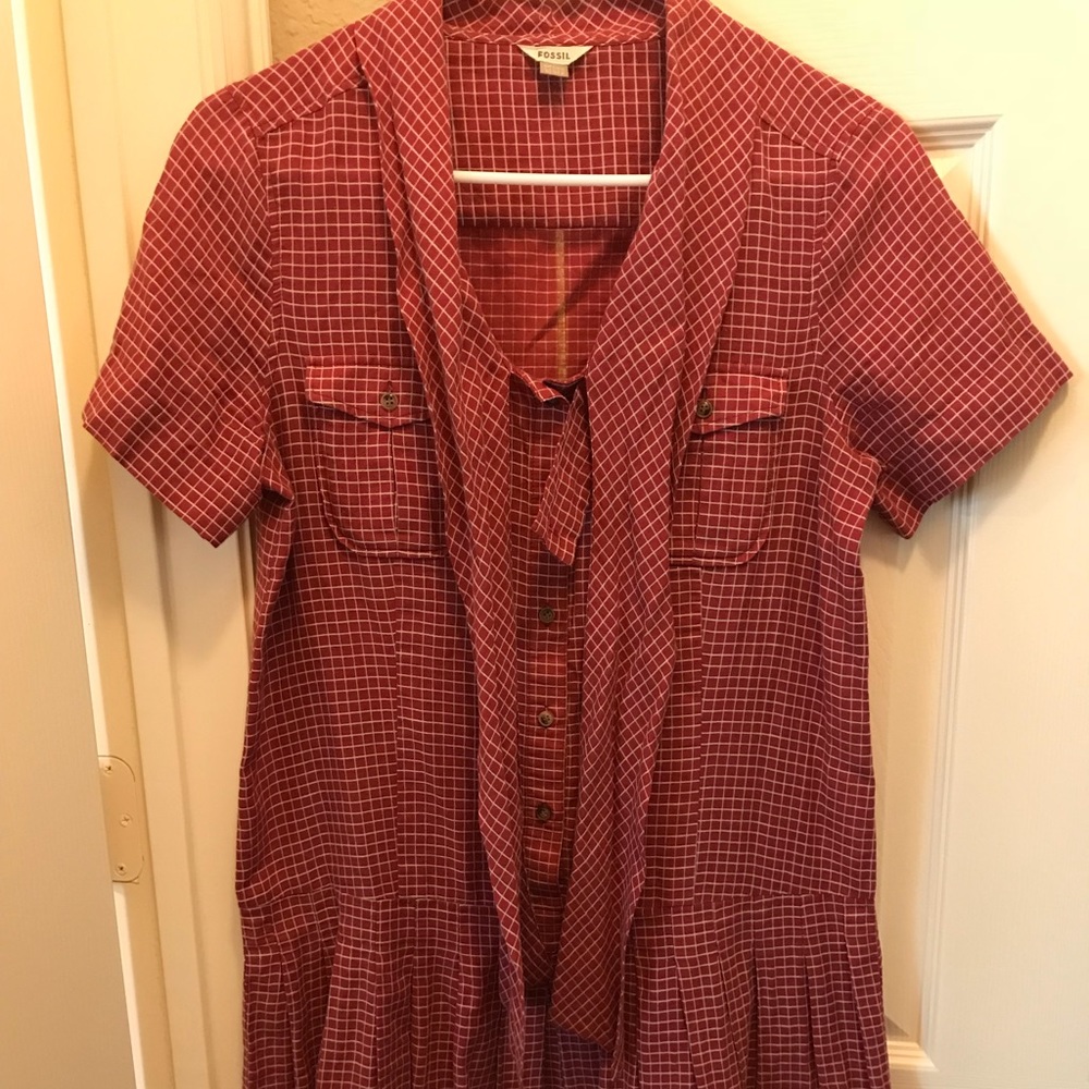 Fossil plaid drop waste dress